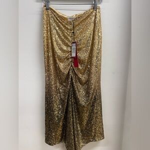 NWT ITMFL Dazzling Gold Sequin Maxi Skirt